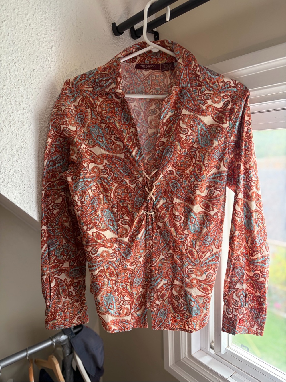 Persaman New York paisley lace-up shirt size medium